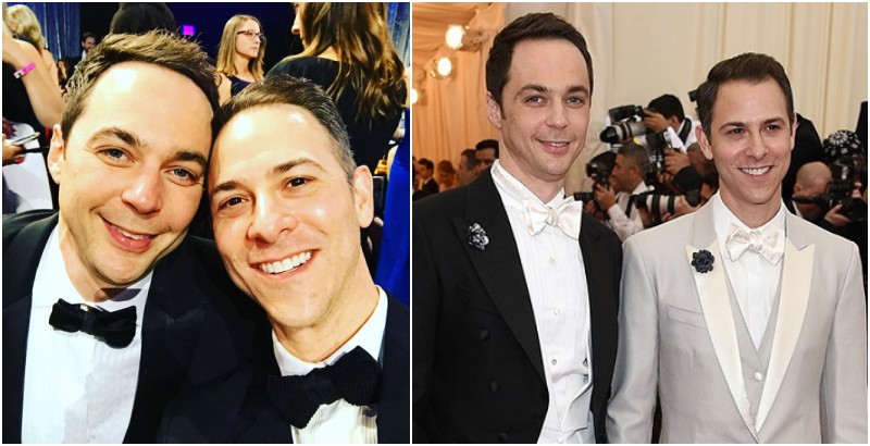 Familiefoto van de bekendheid,  tv-persoonlijkheid &  acteur, een relatie met Todd Spiewak, die beroemd is vanwege The Big Bang Theory  