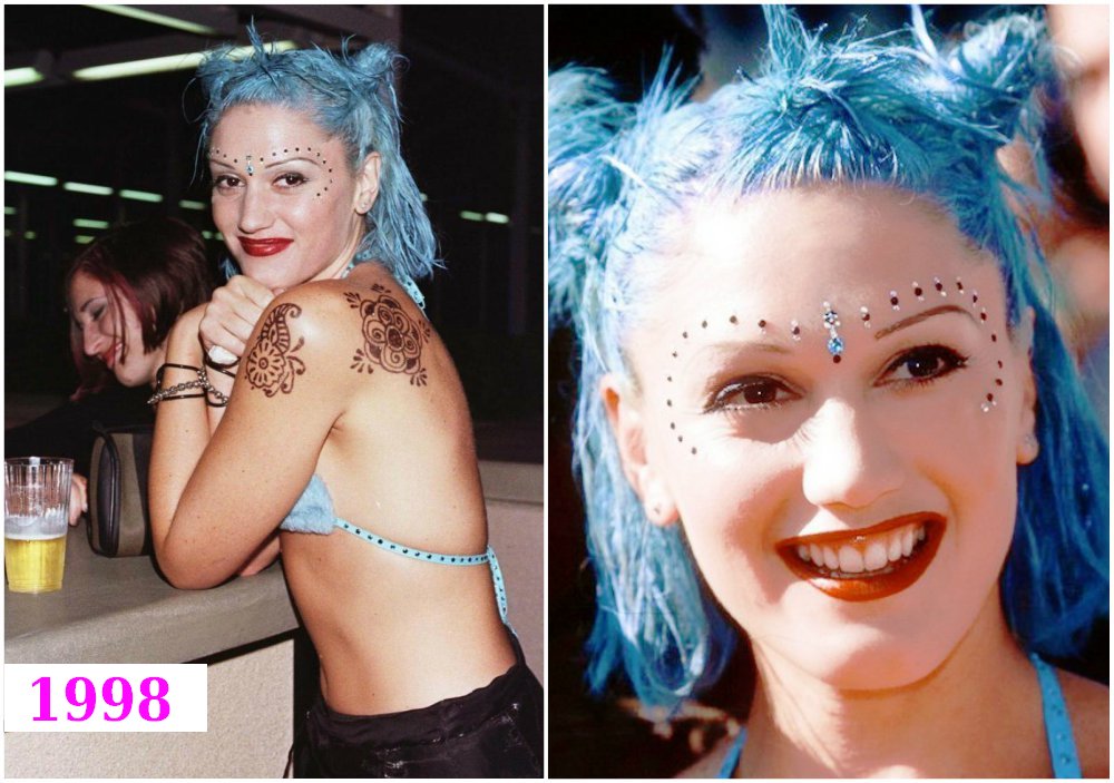 Gwen Stefani`s hairstyle -  blue hair in 1998