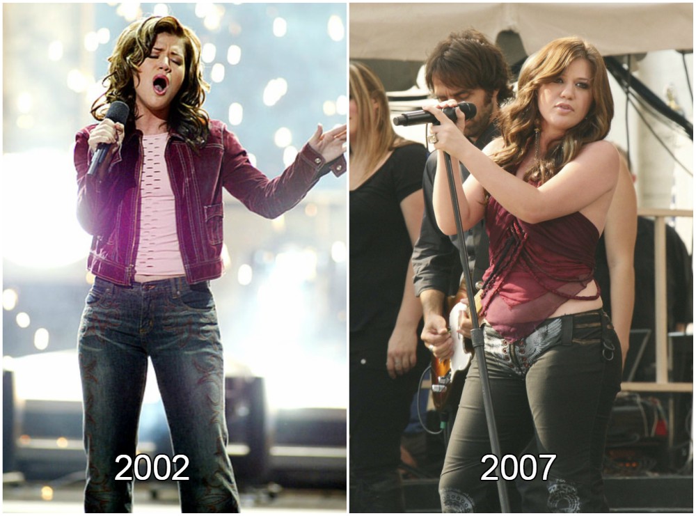  Kelly Clarkson weight changes in 2002 and 2007