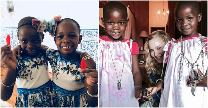 Madonna's children - adopted twin daughters Estere and Stelle Ciccone